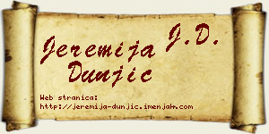 Jeremija Dunjić vizit kartica